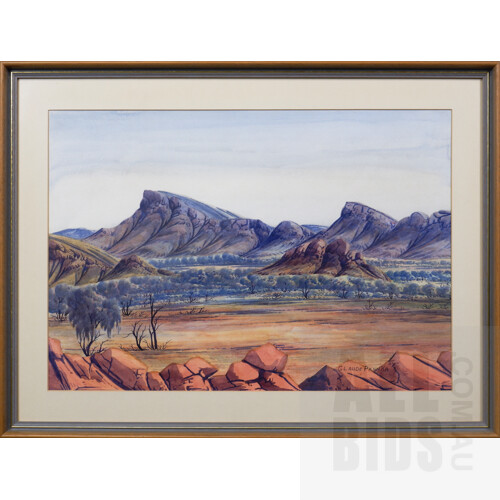 Claude Pannka (1928-1972), Central Australian Landscape, Watercolour, 35 x 50 cm