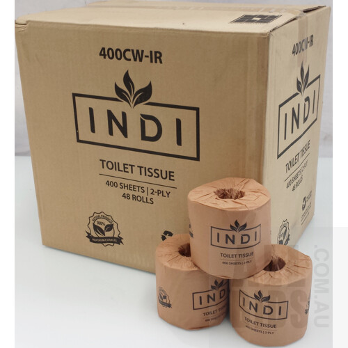 Indi Amenities Kraft Toilet Paper 2 Ply 400 Sheets Individually Wrapped - Lot of 1,728 Rolls - Brand New