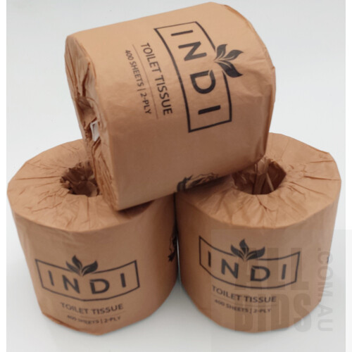 Indi Amenities Kraft Toilet Paper 2 Ply 400 Sheets Individually Wrapped - Lot of 1,728 Rolls - Brand New