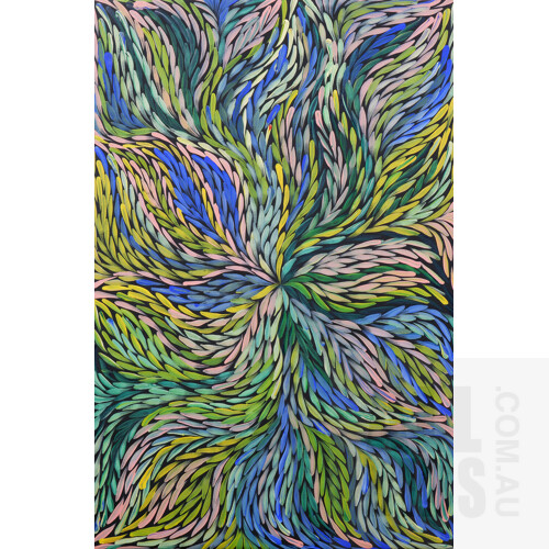 Jeannie Petyarre (born c1956, Anmatyerre language group), Bush Yam Flower, Acrylic on Canvas, 94 x 62 cm