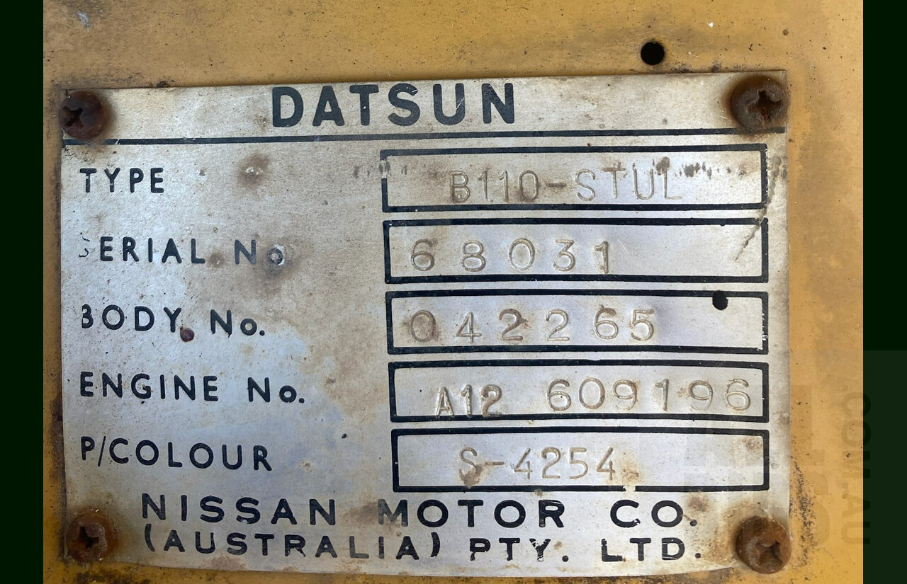8/1973 Datsun 1200 Deluxe Sedan Yellow 1.2L