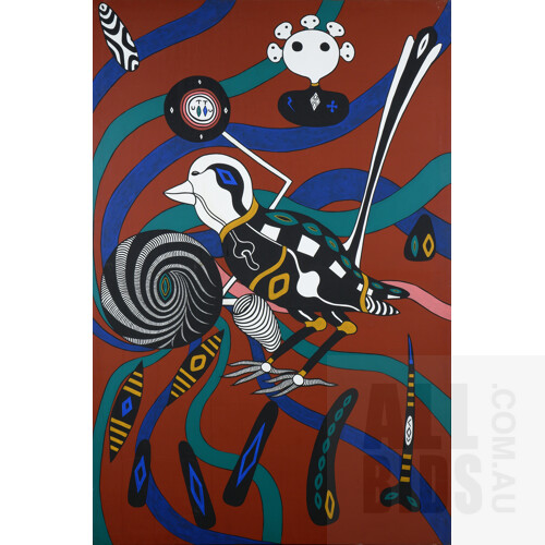 Graham Rennie Biggibilla (born 1950), Bird, Acrylic on Canvas, 182 x 121 cm