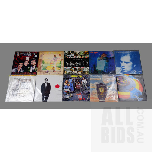 Collection Ten Vinyl Records Including The Who, Crowded House, Van Morrison, Elton John Cold Chisel, Hunters & Collectors, Dire Straits and More