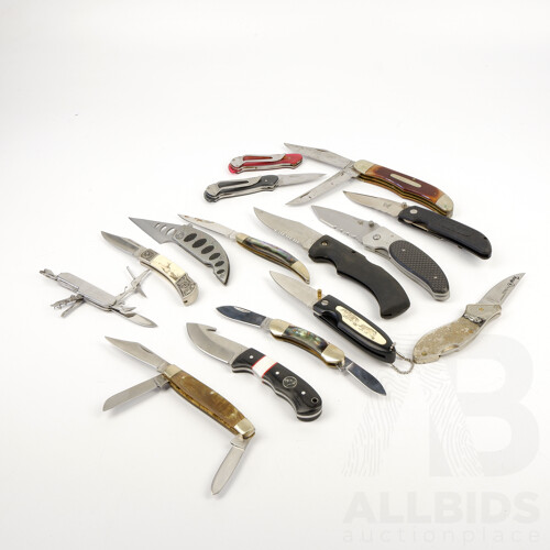 Collection 14 Folding Knives Including Old Timer and More