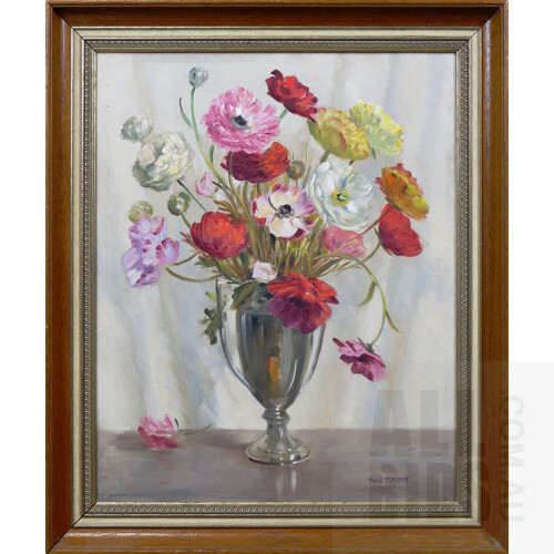 Will Longstaff (1879-1953), Untitled (Still Life of Ranunculus), Oil on Canvas, 50 x 40 cm