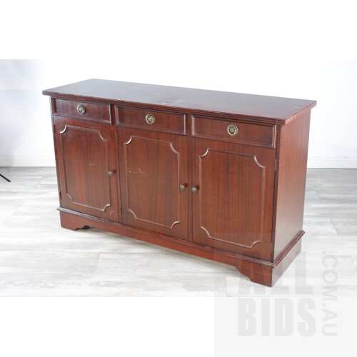 Vintage Hardwood Sideboard with Brass Handles