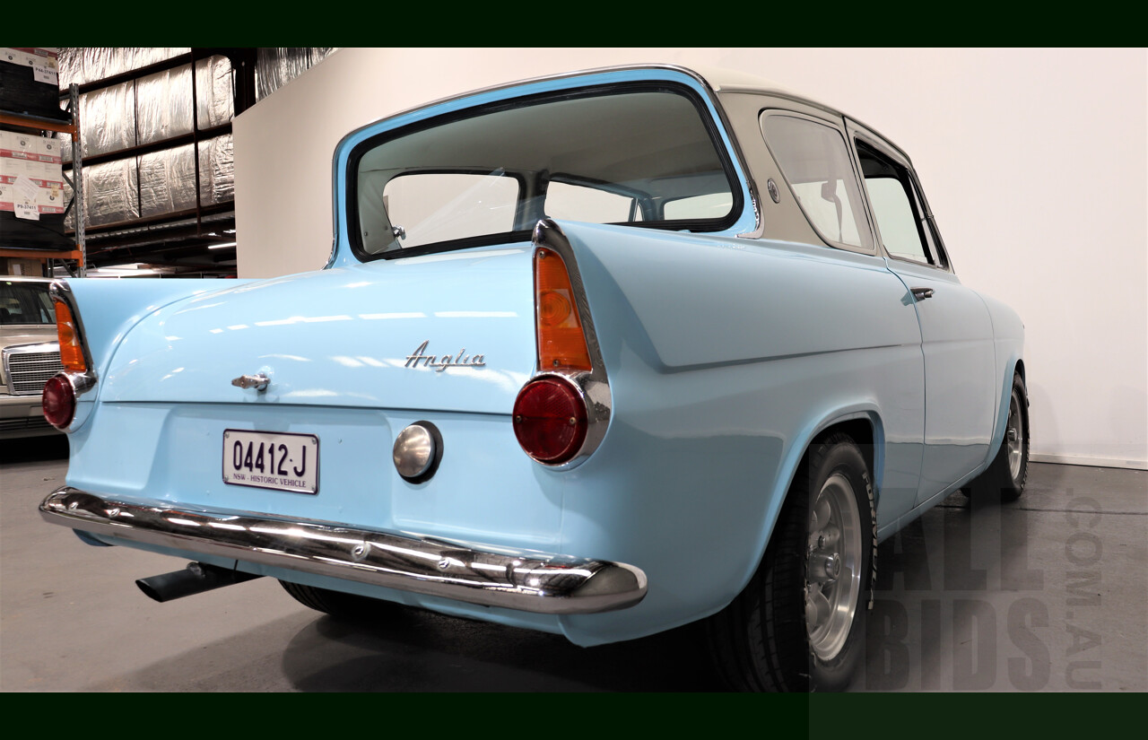 1959 Ford Anglia 105E 2d Sedan Light Blue and Cream 1.5L