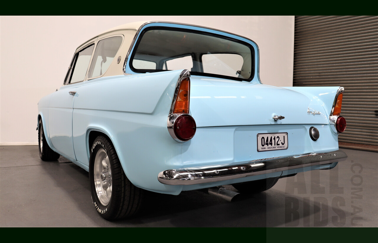 1959 Ford Anglia 105E 2d Sedan Light Blue and Cream 1.5L