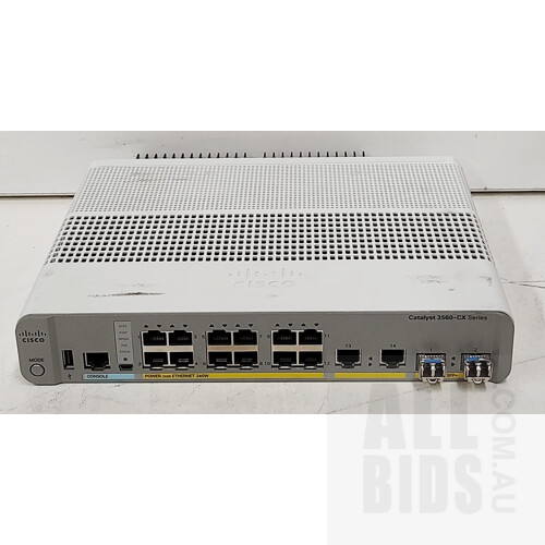 Cisco (WS-C3560CX-12PD-S) Catalyst 3560-CX Series PoE 12-Port Gigabit Ethernet Switch