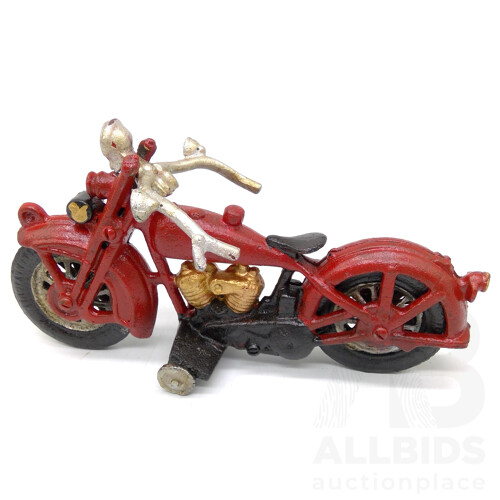 Cast Iron Motorcycle With Rotating Wheels