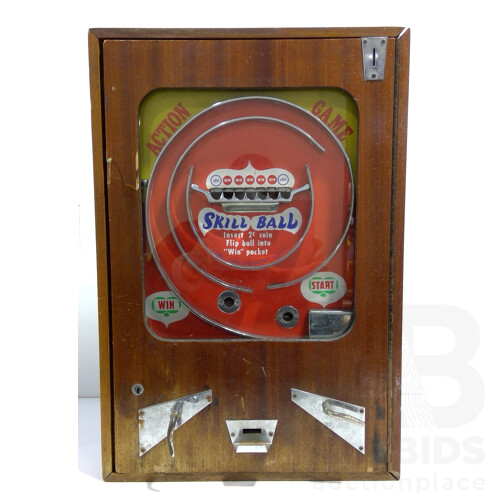 Vintage Arcade Machine, Two Cent Skill Ball, Flip Ball Into 'Win' Pocket