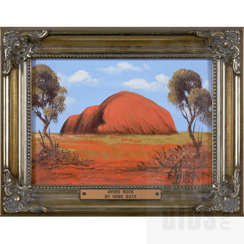 Henk Guth (1921-2003), Ayers Rock, Oil on Artist Board, 11.5 x 16.5 cm