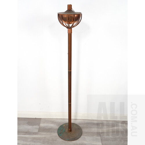 Vintage Arts and Crafts Style Copper Oil Lantern Standard Lamp