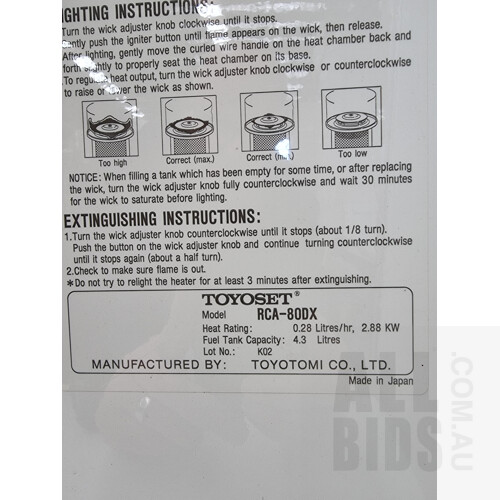 Toyoset RCA-80DX Kerosene Heater