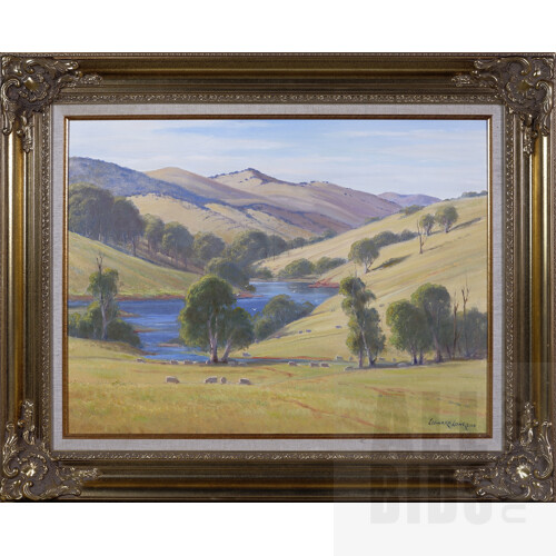 Leonard Long (1911-2013), Mountain Creek, Wee Jasper Yass Road, Oil on Canvas on Board, 45 x 60 cm