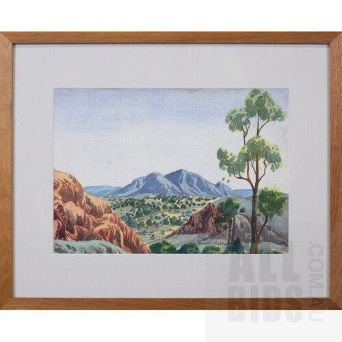 Henoch Raberaba (1914-1975), Central Australian Landscape, Watercolour, 27 x 37 cm