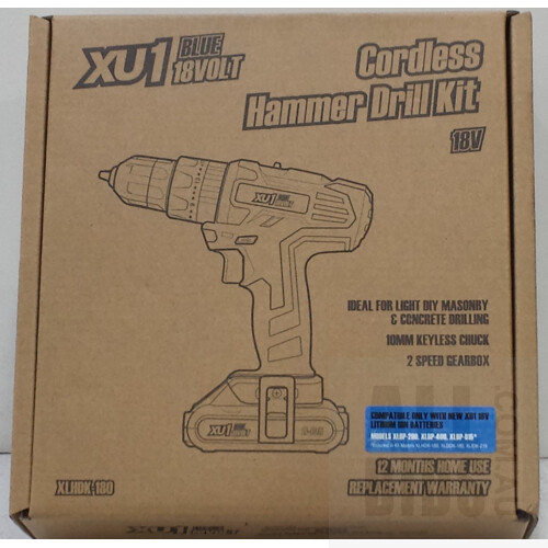 XU1 Blue 18 Volt Cordless Hammer Drill Kit - Brand New