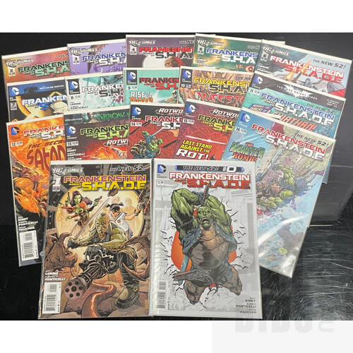 Assorted 1st Print DC the New 52 Frankenstein Agent of S.H.A.D.E Comics Issues 0-16 Written by Matt Kindt and Jeff Lemire in Protective Comic Sleeves - Lot of 17