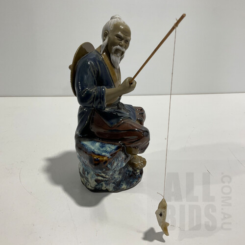 Two Chinese Mudmen Figures, Fisherman and Sage