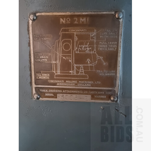Cincinnati Industrial Milling Machine - Model No.2MI