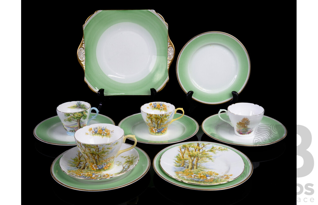 Vintage Collection Shelly Porcelain Including Six Side Plates With Matching Platter, Trio in Daffodil Time and More