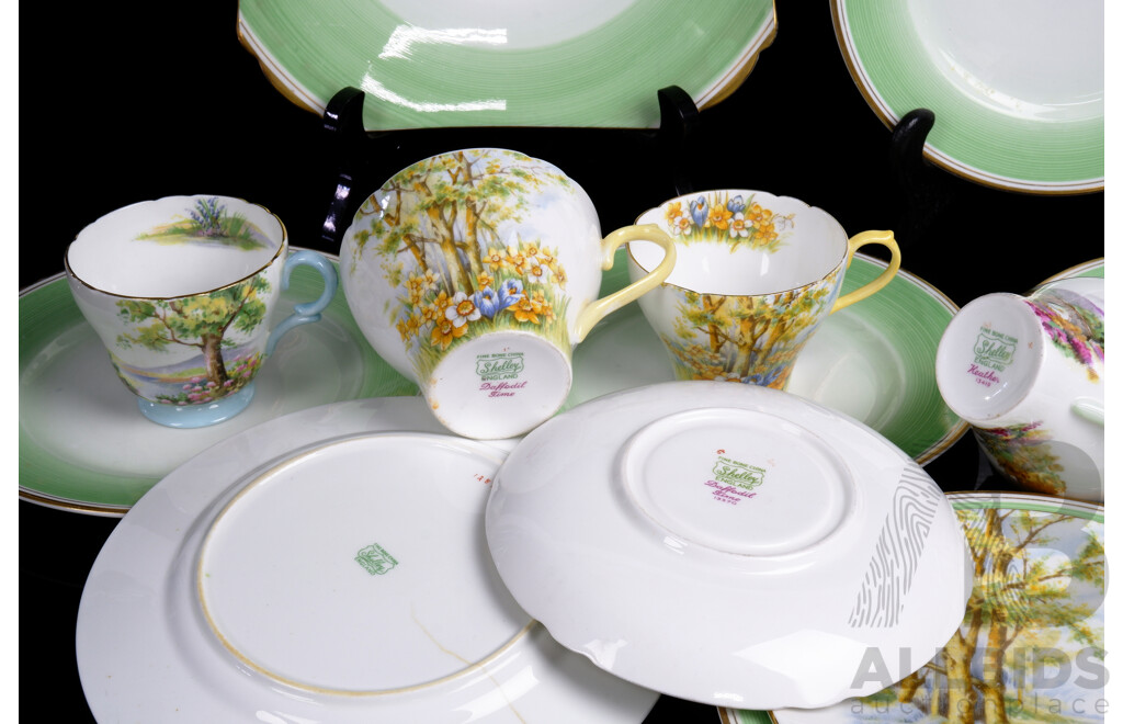 Vintage Collection Shelly Porcelain Including Six Side Plates With Matching Platter, Trio in Daffodil Time and More