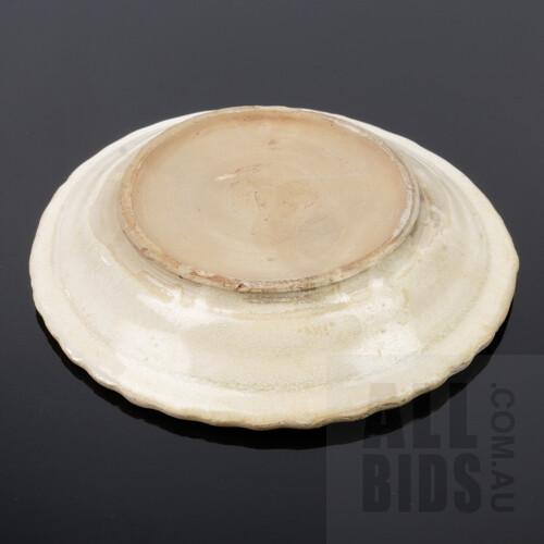 Chinese Song Dish with Lotus Leaf Impression and Scalloped Rim