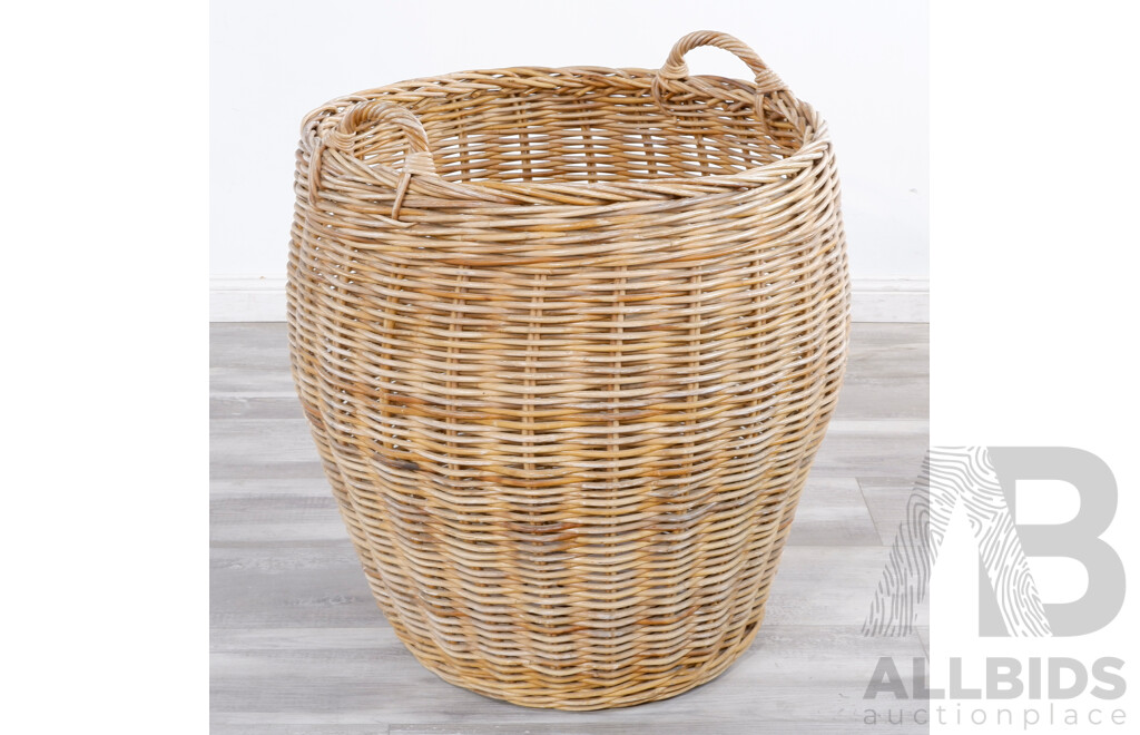 Large Cane Wool Basket