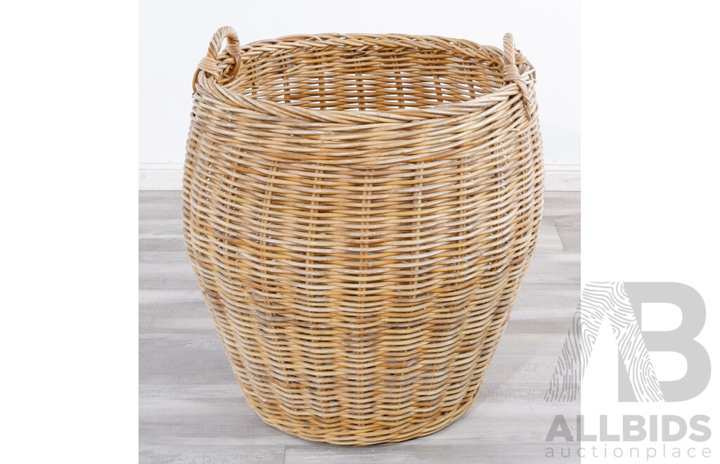 Large Cane Wool Basket