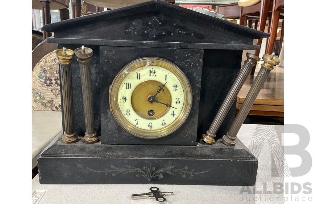 Antique Slate Mantle Clock for Restoration