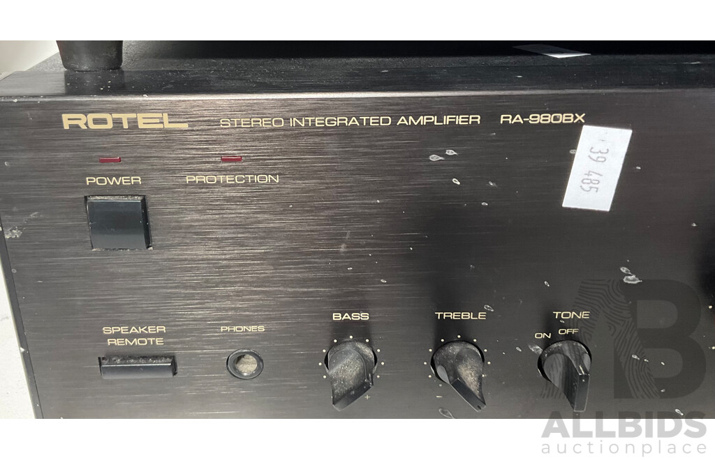 Vintage Pioneer  Full Auto Turntable PL-A45, Rotel Stereo Integrated Amplifier RA-98OBX and Pair of Large Akai Two Way Speakers SW-30