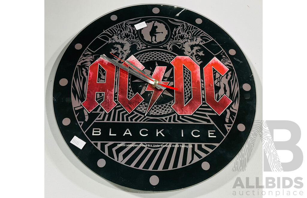AC/DC ‘Black Ice’ Glass  Hanging Wall Clock