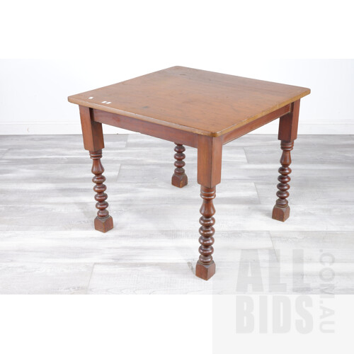 Vintage Hardwood Side Table with Barley Twist Supports