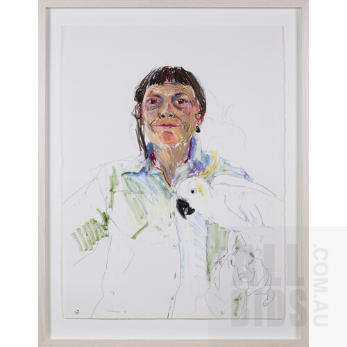 Lucy Culliton (born 1956), Self-Portrait (with Hello Cocky) 3, 2016, Pastel on Arches Paper, 76 x 56 cm
