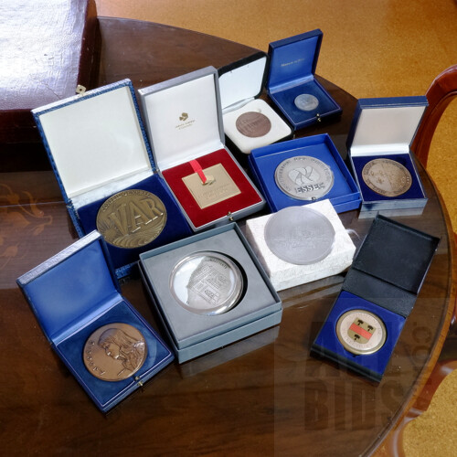 Collection of Diplomatic Gifts and Medallions, Including Parliament House Victoria Medallion, Conseil General Gironde Medallion and More 