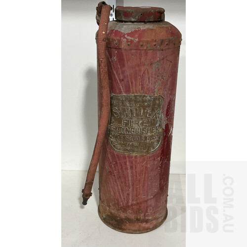 Vintage Red Simplex Fire Extinguisher Made by Wormald Bros