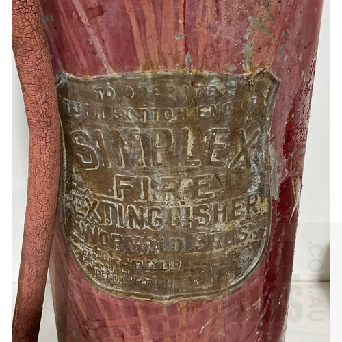 Vintage Red Simplex Fire Extinguisher Made by Wormald Bros