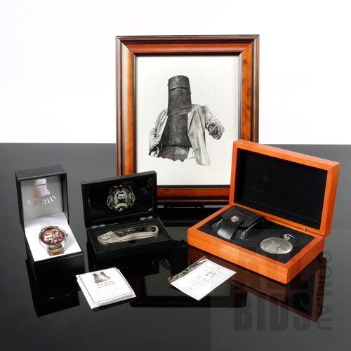 Boxed Bradford Exchange Watch, Boxed Limited Edition Bradford Exchange Pocket Watch with Boxed Ned Kelly Pocket Knife