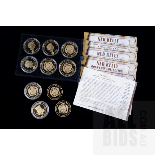 Collection of Ten Bradford Exchange Gold Plated Ned Kelly Coins