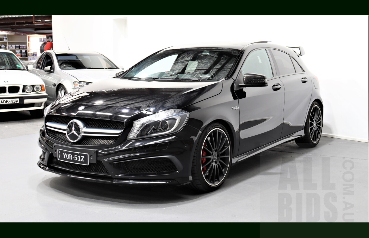 2/2014 Mercedes-Benz A45 AMG W176 5d Hatchback Black 2.0L Turbo