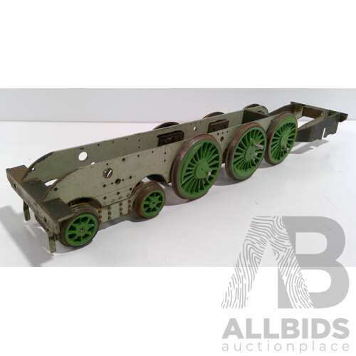 Fabricated Live Steam Locomotive Chassis, Number Two Scale 64mm Gauge, 4-6-2 Configuration, Missing Rear Axle