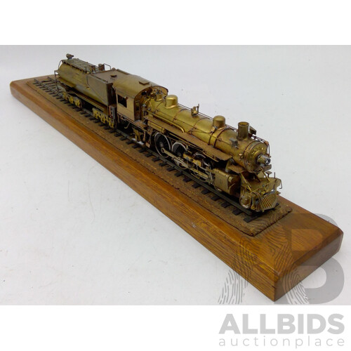 Vintage 'HO' Scale Oil Burner Locomotive With Timber Plinth