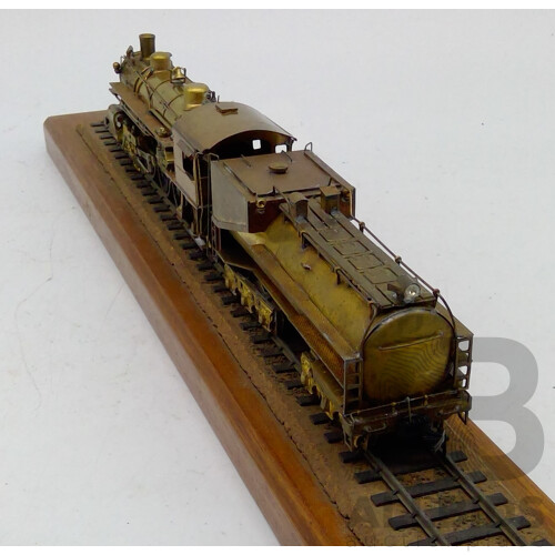 Vintage 'HO' Scale Oil Burner Locomotive With Timber Plinth