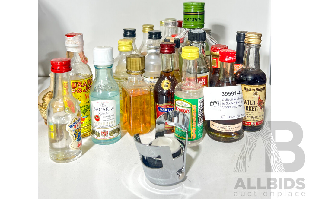 Collection Miniature Spirits Bottles Including Gin, Vodka and More