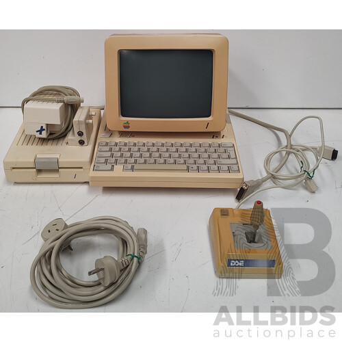 Apple IIc (A2S4100x), w/ Monitor, Power Supply, 5.25-Inch Disk Drive and Cables