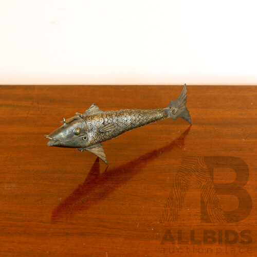 Nice Antique Silver Plated Articulating Fish Form Container