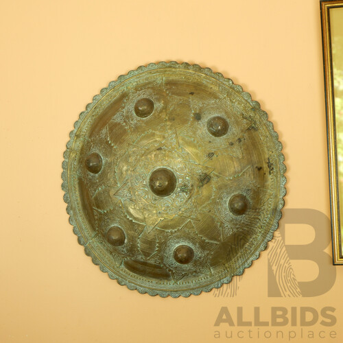 Early 20th Century Sumatran Brass Peurise Awe Shield