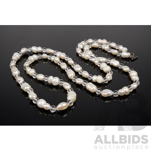 Strand of Large Freshwater Pearls With Glass Spacers