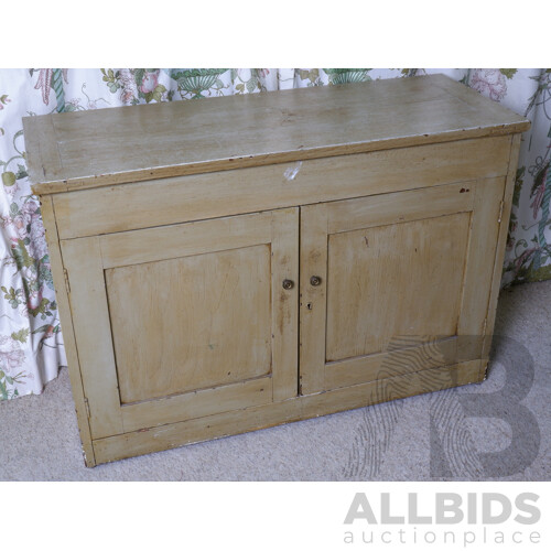 Vintage Painted Oak Low Cabinet