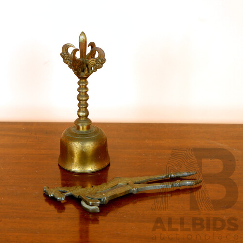 Vintage Cast Brass Horse Form Tobacco Cutter with a Chakra Bell